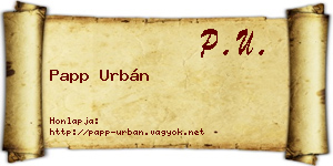Papp Urbán névjegykártya
